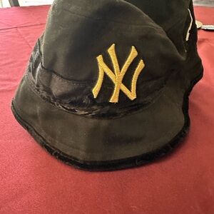 Blue Bucket Hat with Gold NY Logo